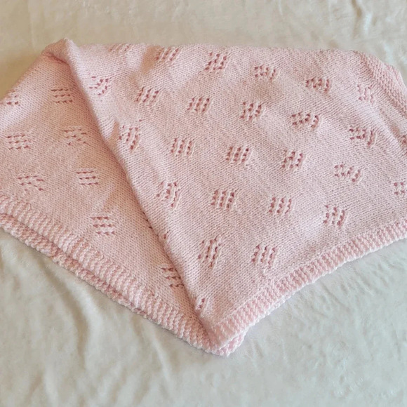 🌴3/$15🌴 Beautiful afgan crochet baby pink blanket / lap blanket handmade - Picture 2 of 12
